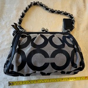 Coach black and grey canvas purse